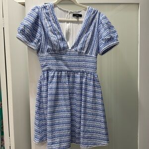 Cute blue mini dress with puffy sleeves